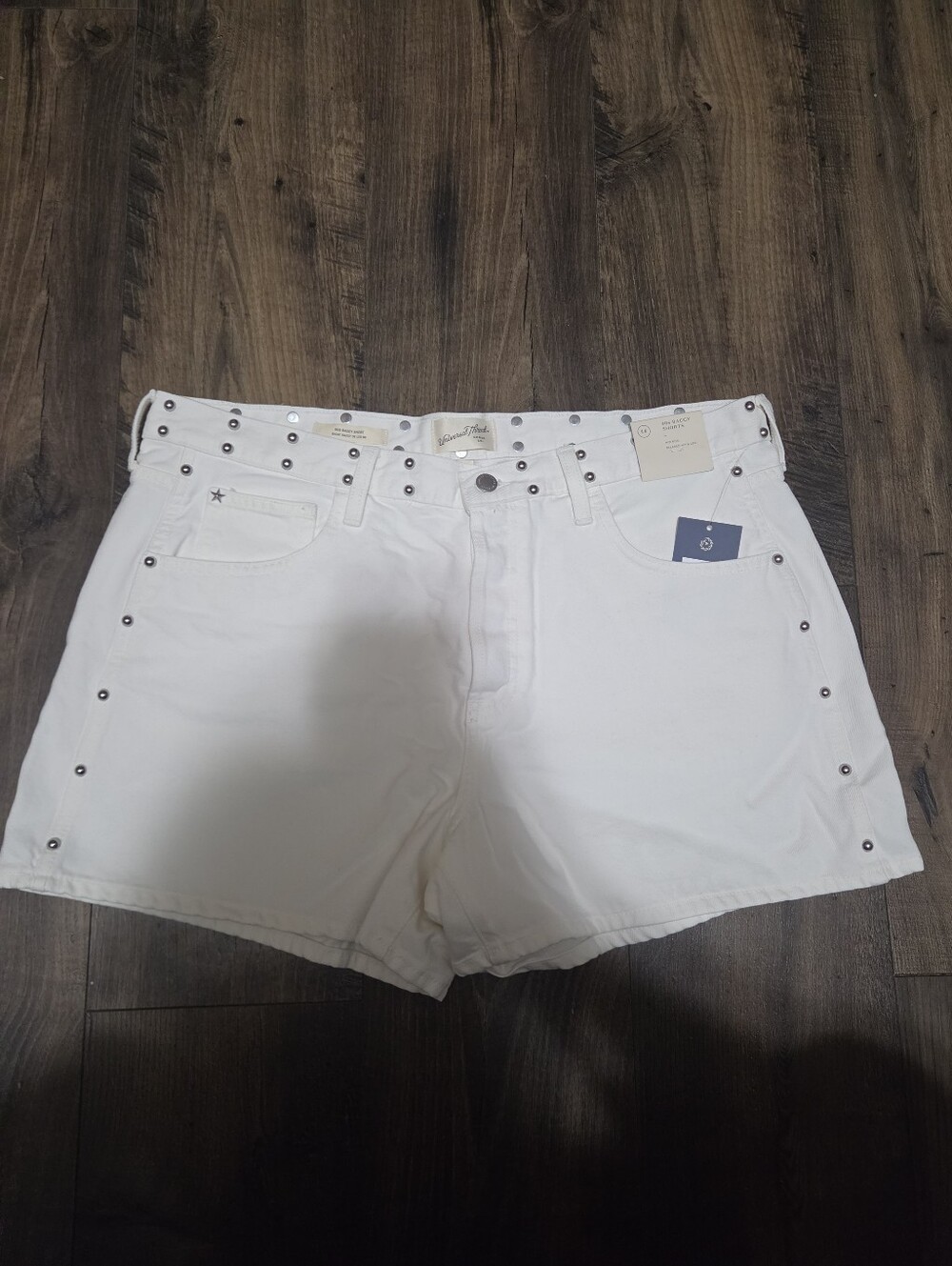 Universal Threads White Studded Denim Shorts